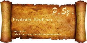 Pratsch Szofron névjegykártya